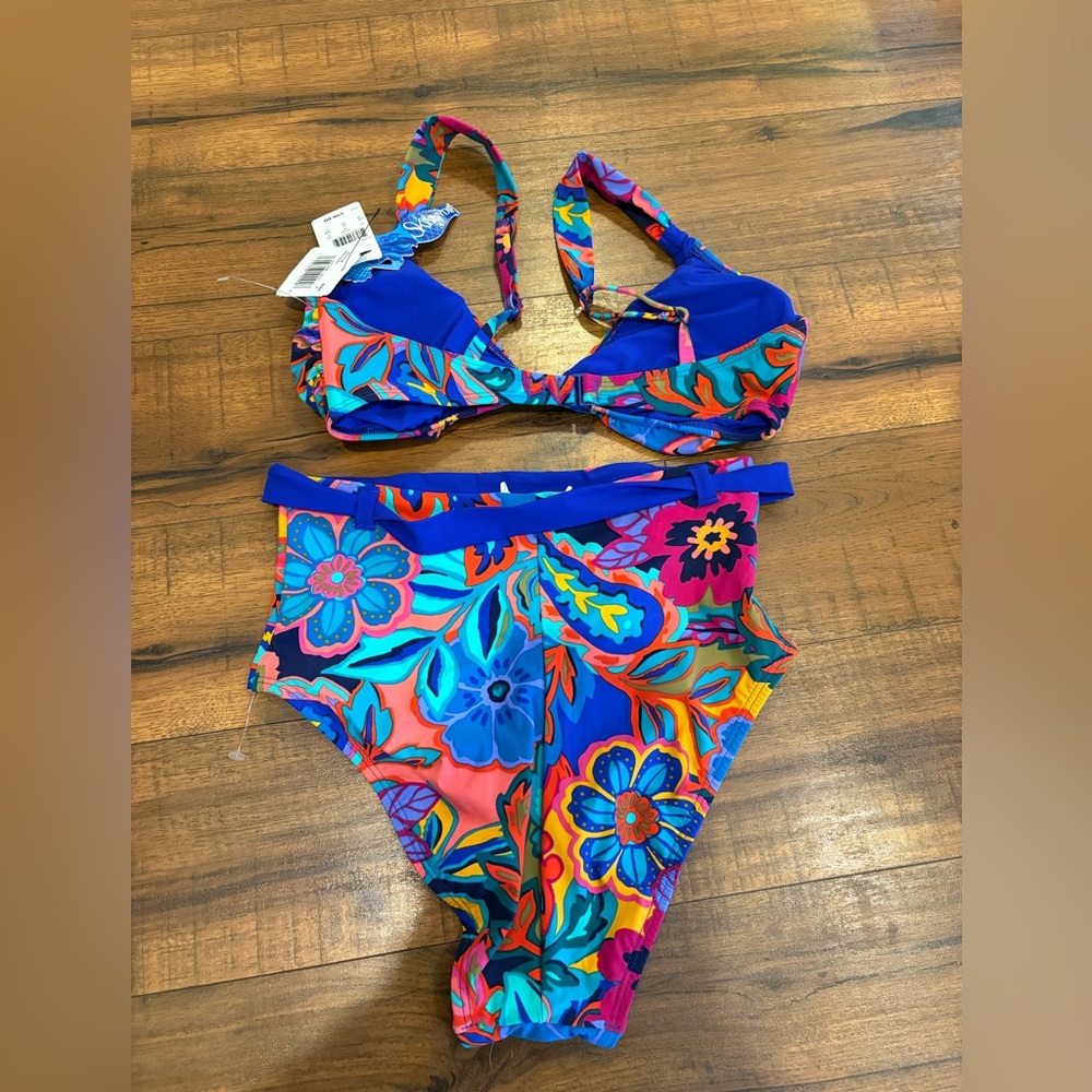 Skinny Dippers Women's Bikini Top & Bottom Swimsuit Set Sz Small Blue NWT - Picture 2 of 4